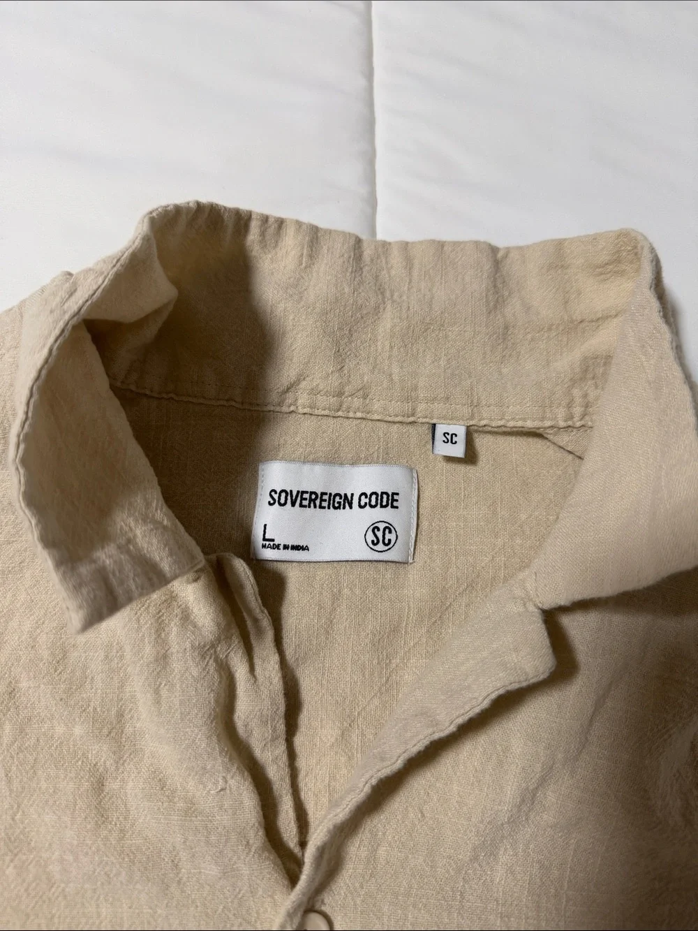 Sovereign Code Sandstone Button-Front Linen Shirt - Picture 3 of 7